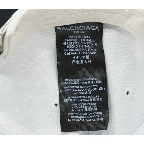 BALENCIAGA Baseball Cap Hat White ~ Made in‎ Italy ~ Adjustable - Picture 9 of 10